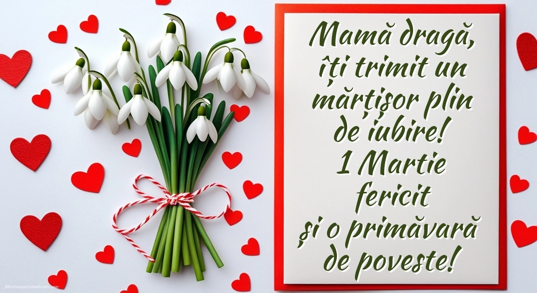 Imagini cu felicitări de 1 Martie pentru Mama: Ghiocei
