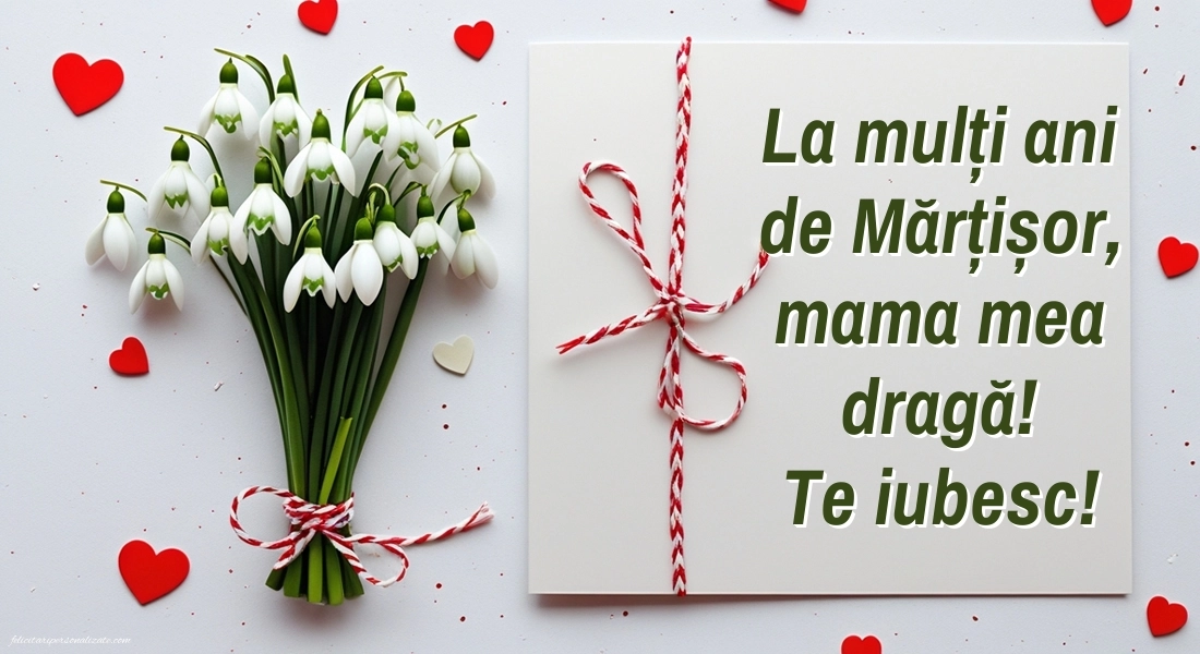 Imagini cu felicitări de 1 Martie pentru Mama: Ghiocei