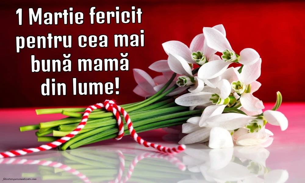 Imagini cu felicitări de 1 Martie pentru Mama: Ghiocei