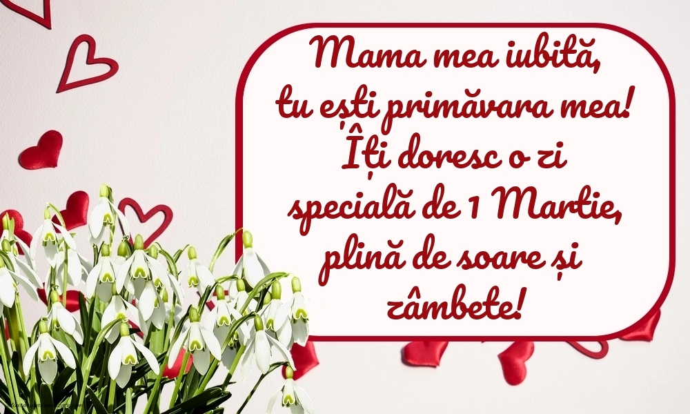Imagini cu felicitări de 1 Martie pentru Mama: Ghiocei