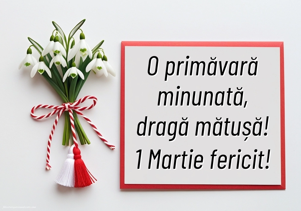 Imagini cu felicitări de 1 Martie pentru Mătușă: Ghiocei