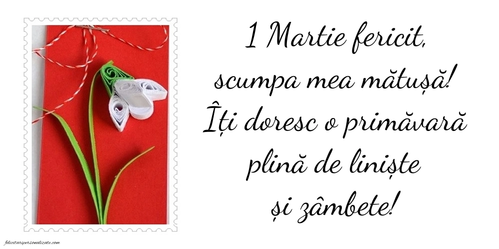 Imagini cu felicitări de 1 Martie pentru Mătușă: Mărțișor