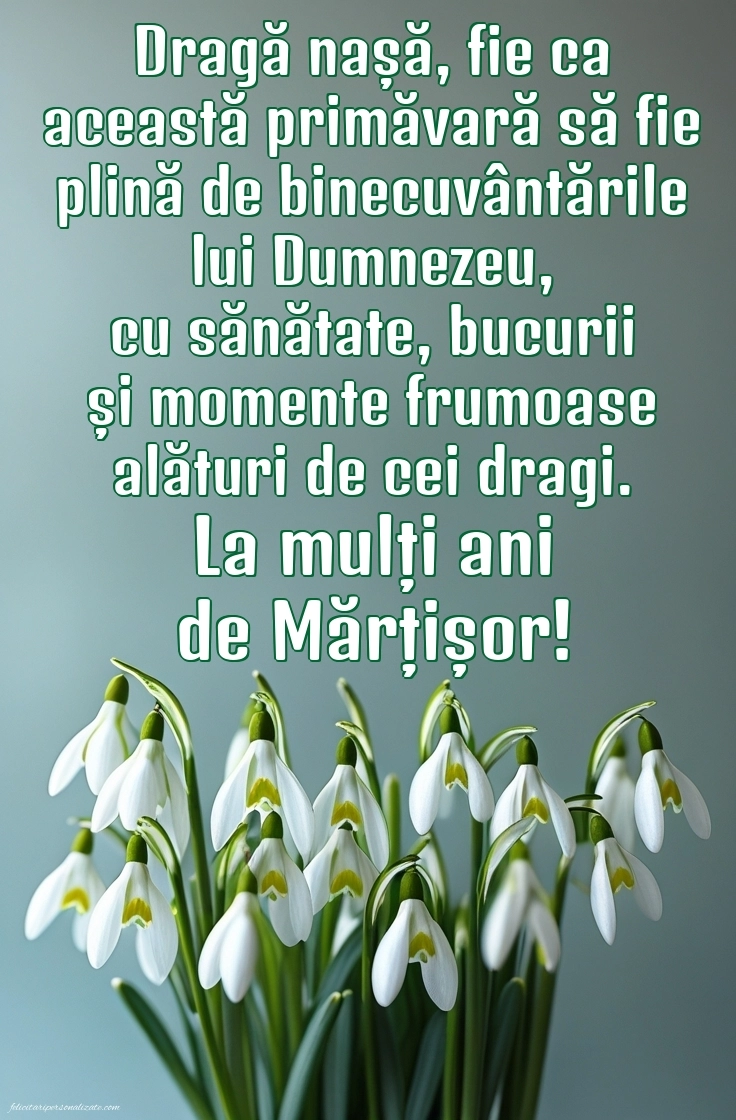 Imagini cu felicitări de 1 Martie pentru Nașă: Ghiocei