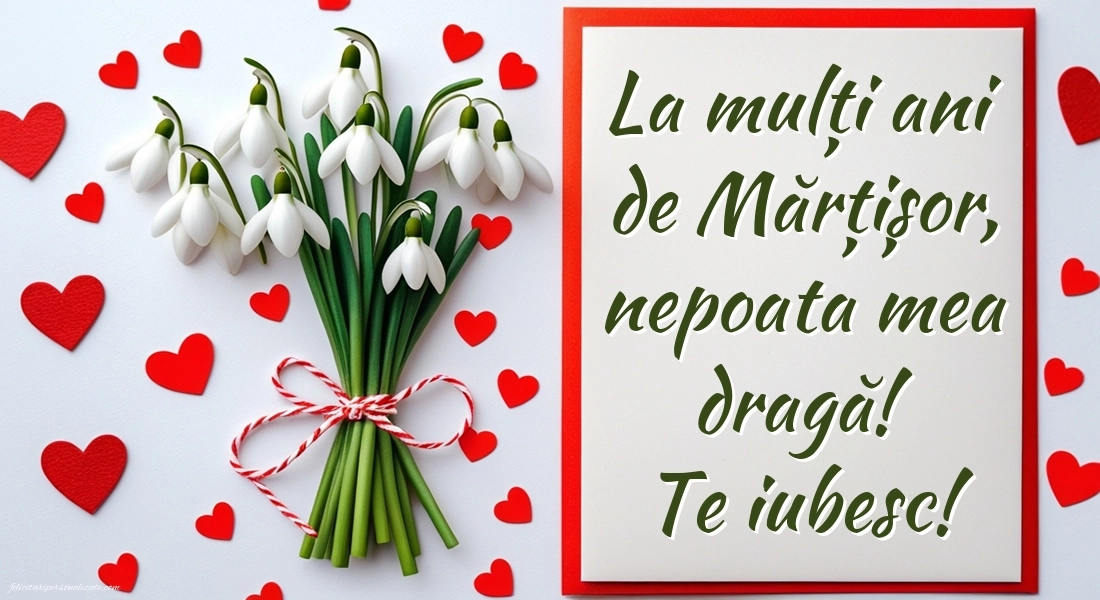 Imagini cu felicitări de 1 Martie pentru Nepoată: Ghiocei