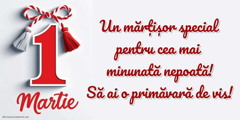 Imagini cu felicitări de 1 Martie pentru Nepoată: Mărțișor