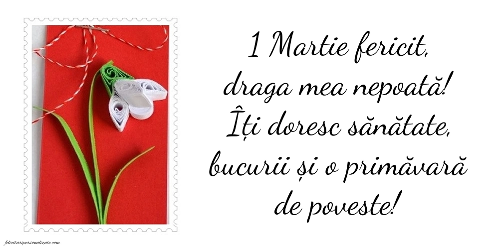 Imagini cu felicitări de 1 Martie pentru Nepoată: Mărțișor