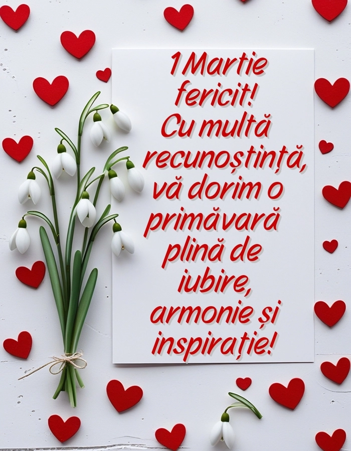Imagini cu felicitări de 1 Martie pentru Profesoară: Ghiocei