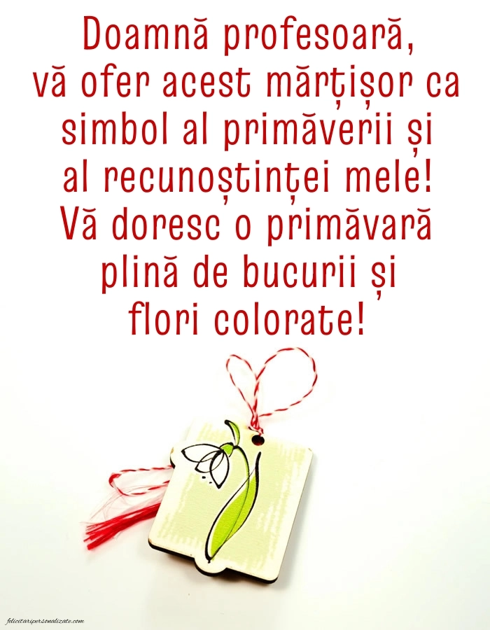 Imagini cu felicitări de 1 Martie pentru Profesoară: Ghiocei