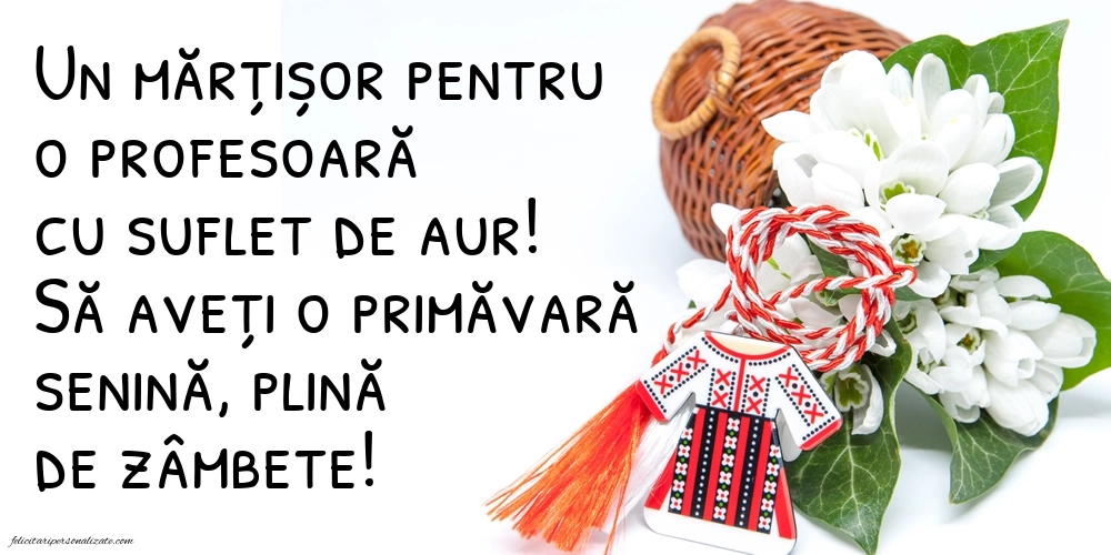 Imagini cu felicitări de 1 Martie pentru Profesoară: Ghiocei