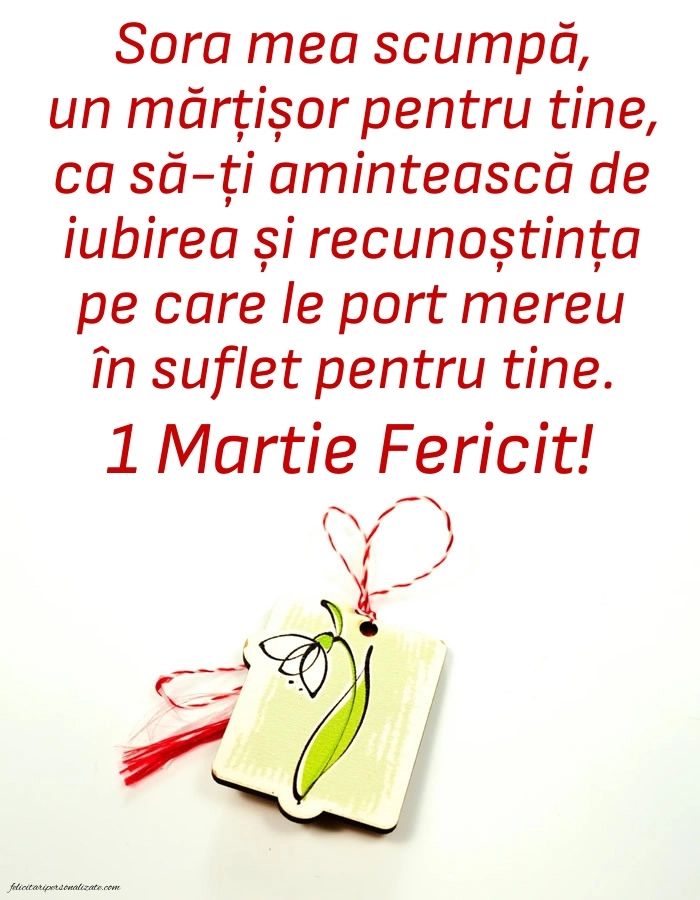 Imagini cu felicitări de 1 Martie pentru Soră: Ghiocei