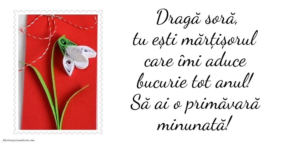 Imagini cu felicitări de 1 Martie pentru Soră: Mărțișor