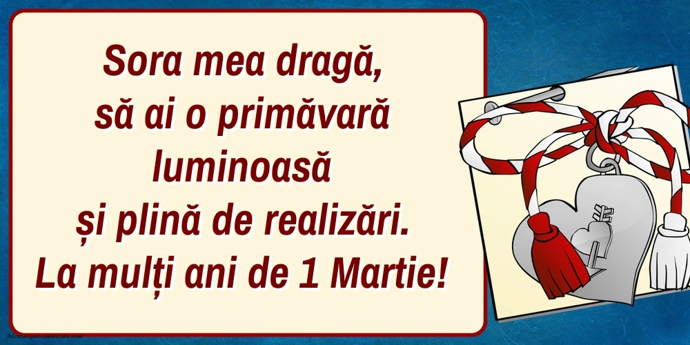 Imagini cu felicitări de 1 Martie pentru Soră: Mărțișor