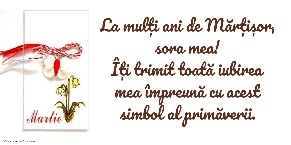 Imagini cu felicitări de 1 Martie pentru Soră: Mărțișor