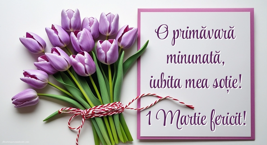 Imagini cu felicitări de 1 Martie pentru Soție: Lalele