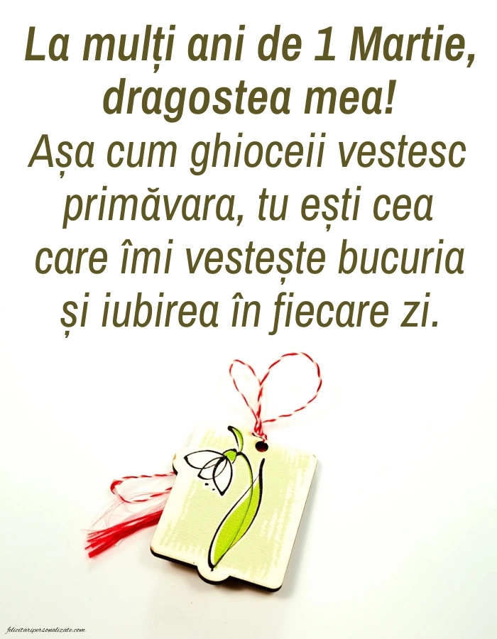 Imagini cu felicitări de 1 Martie pentru Soție: Ghiocei