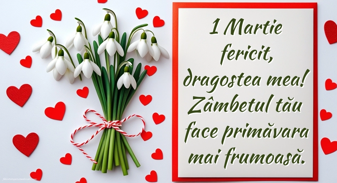 Imagini cu felicitări de 1 Martie pentru Soție: Ghiocei