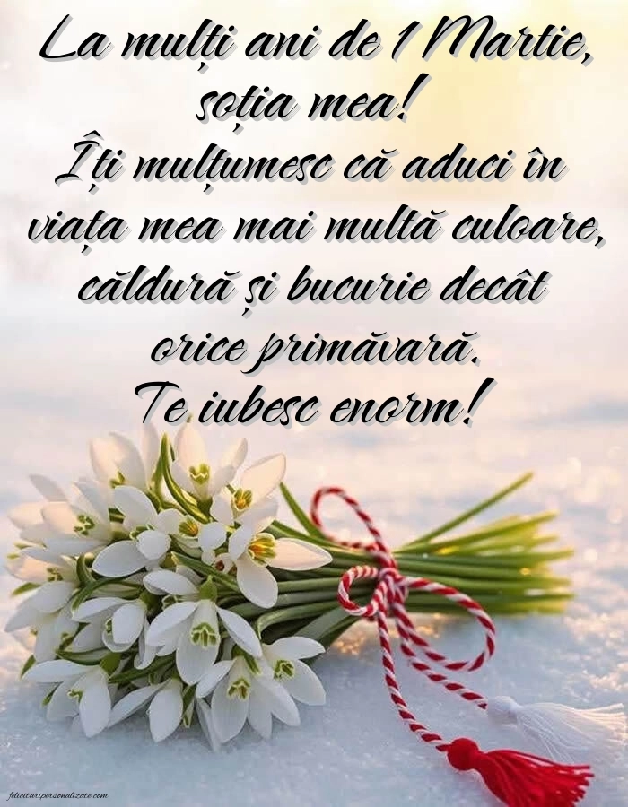 Imagini cu felicitări de 1 Martie pentru Soție: Ghiocei