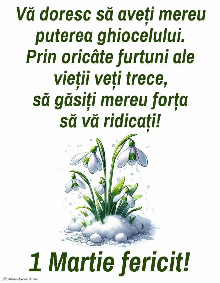 Felicitări de 1 Martie pentru facebook: Ghiocei