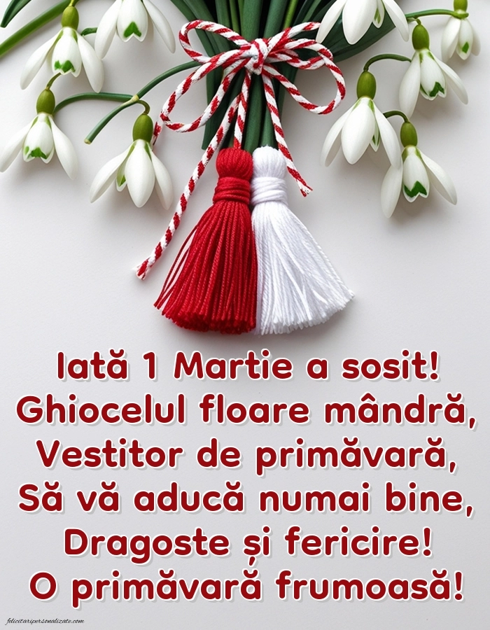 Urări de 1 Martie cu imagini: Ghiocei