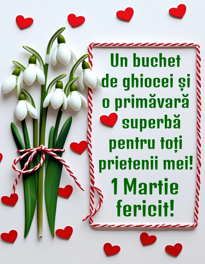 Imagini și felicitări cu mesaje de 1 Martie - Mărtisor: Ghiocei