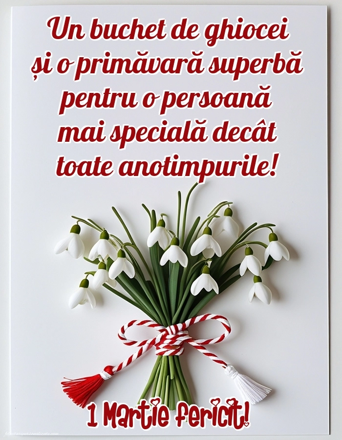 Imagini și felicitări cu mesaje de 1 Martie - Mărtisor: Ghiocei