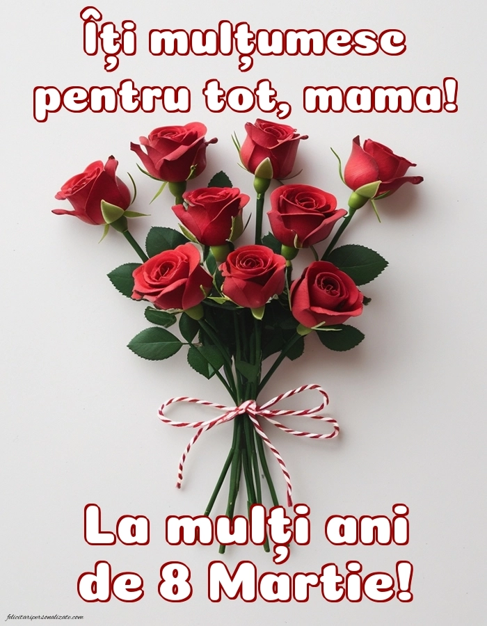 Felicitări pentru Mama de 8 Martie: Trandafiri