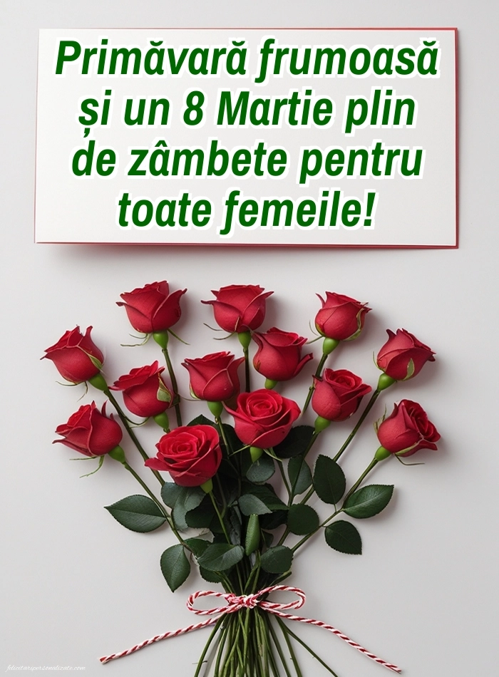 Poze cu urări de Ziua Femeii: Trandafiri