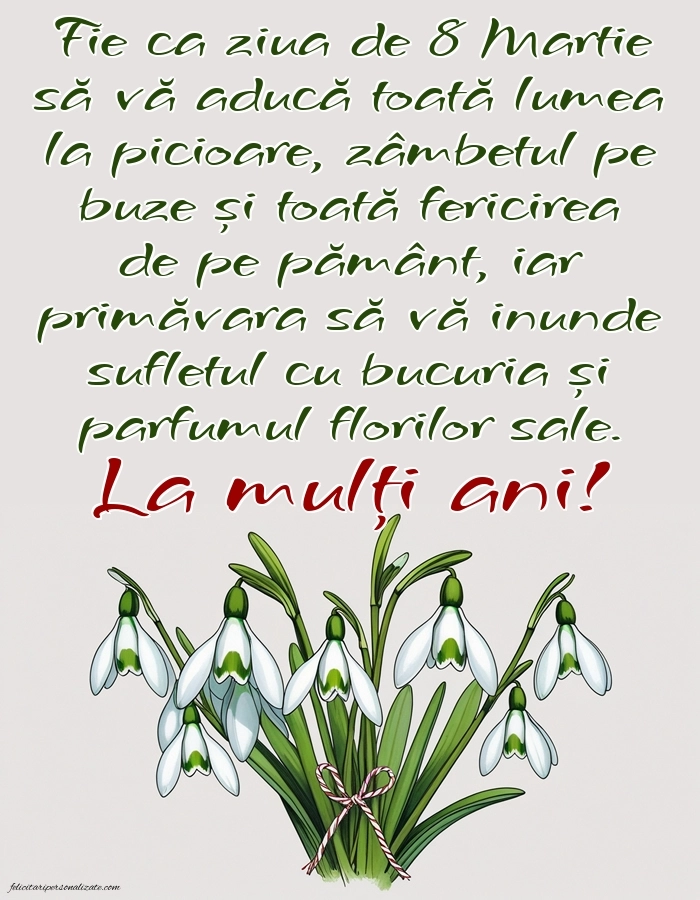 Poze cu urări de Ziua Femeii: Ghiocei