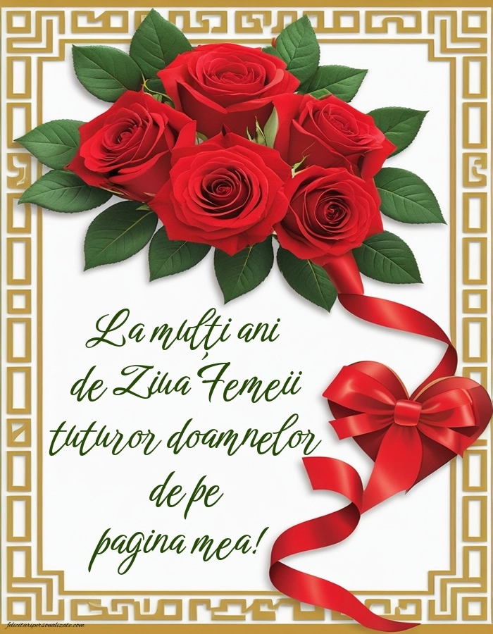 Poze cu urări de Ziua Femeii: Trandafiri