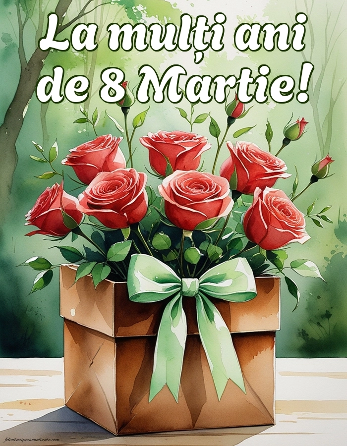 Poze cu urări de Ziua Femeii: Trandafiri