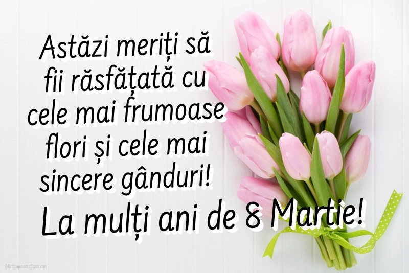 Felicitări frumoase de 8 Martie - Ziua Femeii: Lalele