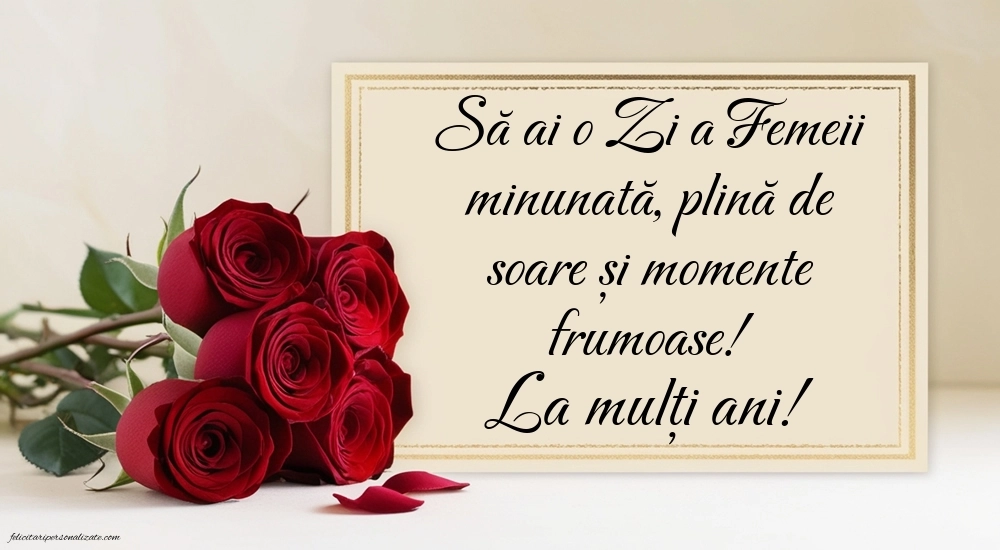 Imagini și felicitări cu mesaje de 8 Martie - Ziua Femeii: Trandafiri