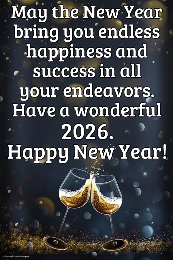 Felicitări de Anul Nou 2026 Imagini în Engleză: Șampanie