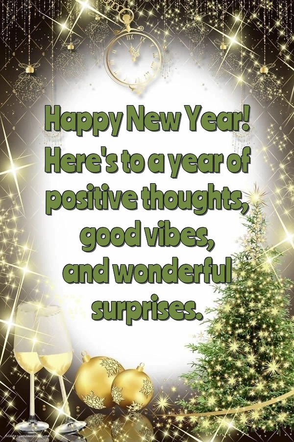 Felicitări de Anul Nou 2026 Imagini în Engleză: Ceas de Anul Nou