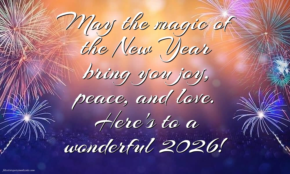 Felicitări de Anul Nou 2026 Imagini în Engleză: Artificii