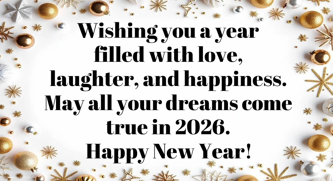 Felicitări de Anul Nou 2026 Imagini în Engleză: Decorațiuni de Sărbători