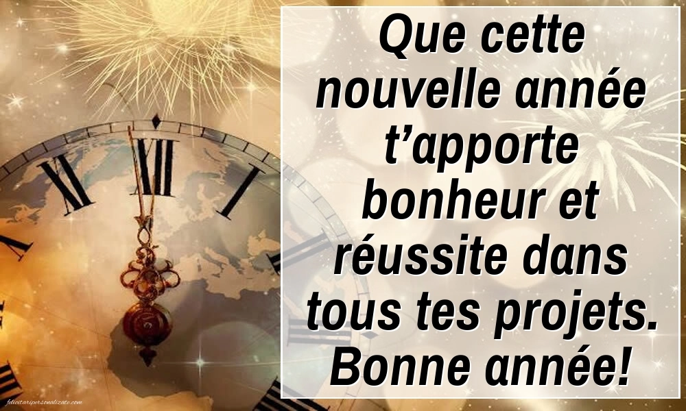 Felicitări de Anul Nou 2026 Imagini în Franceză: Ceas de Anul Nou