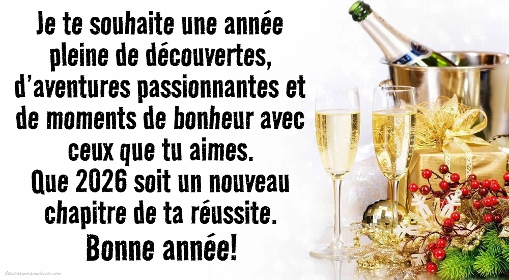 Felicitări de Anul Nou 2026 Imagini în Franceză: Șampanie