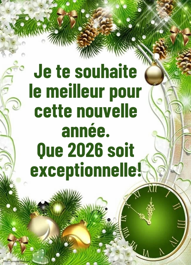 Felicitări de Anul Nou 2026 Imagini în Franceză: Ceas de Anul Nou