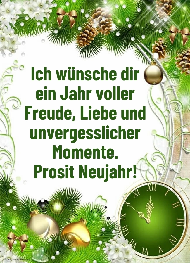 Felicitări de Anul Nou 2026 Imagini în Germană: Ceas de Anul Nou