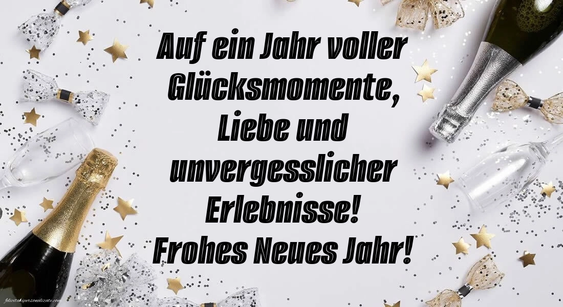 Felicitări de Anul Nou 2026 Imagini în Germană: Șampanie și confetti