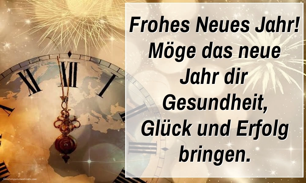 Felicitări de Anul Nou 2026 Imagini în Germană: Ceas de Anul Nou