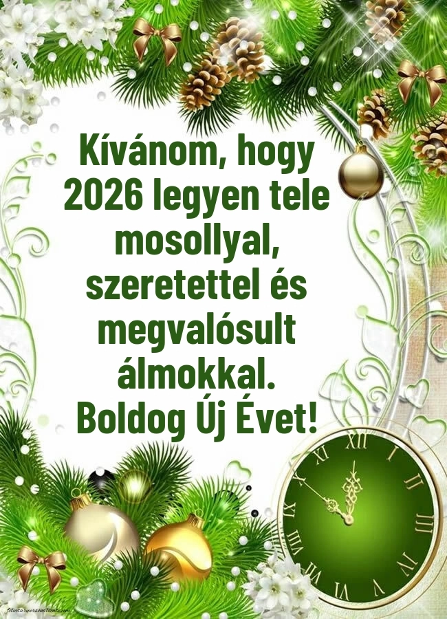 Felicitări de Anul Nou 2026 Imagini în Maghiară: Ceas de Anul Nou