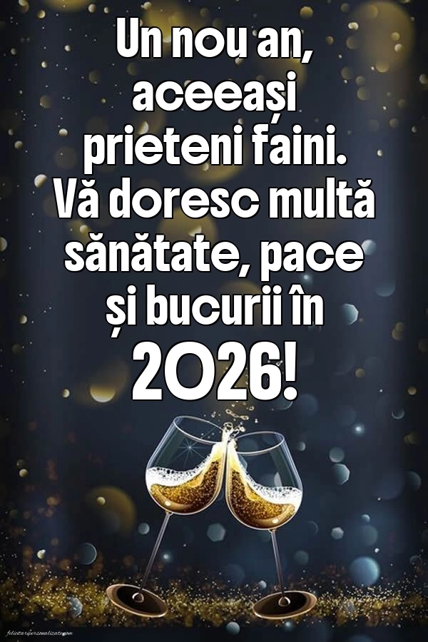 Poze de Anul Nou 2026 cu mesaje: Șampanie