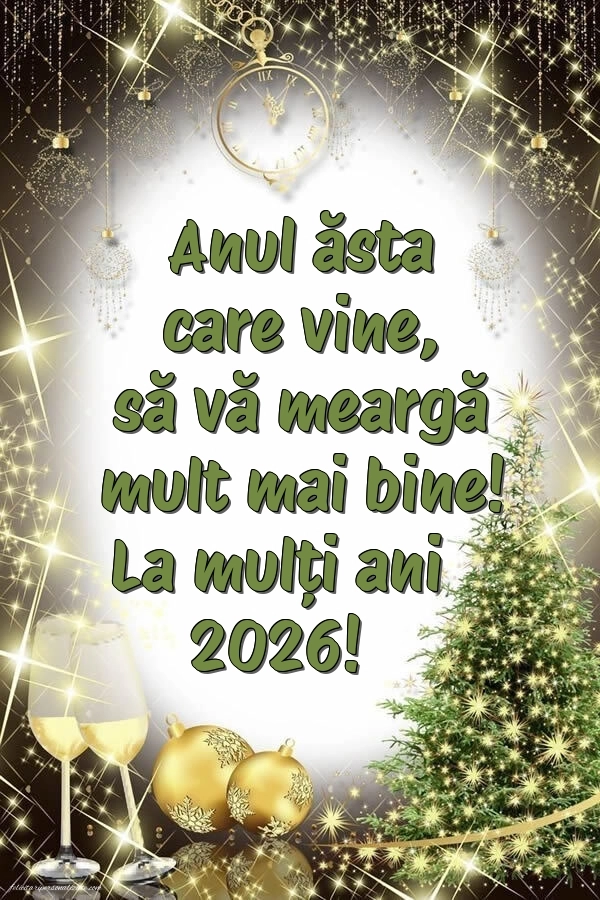 Urări de 2026 cu imagini: Ceas de Anul Nou