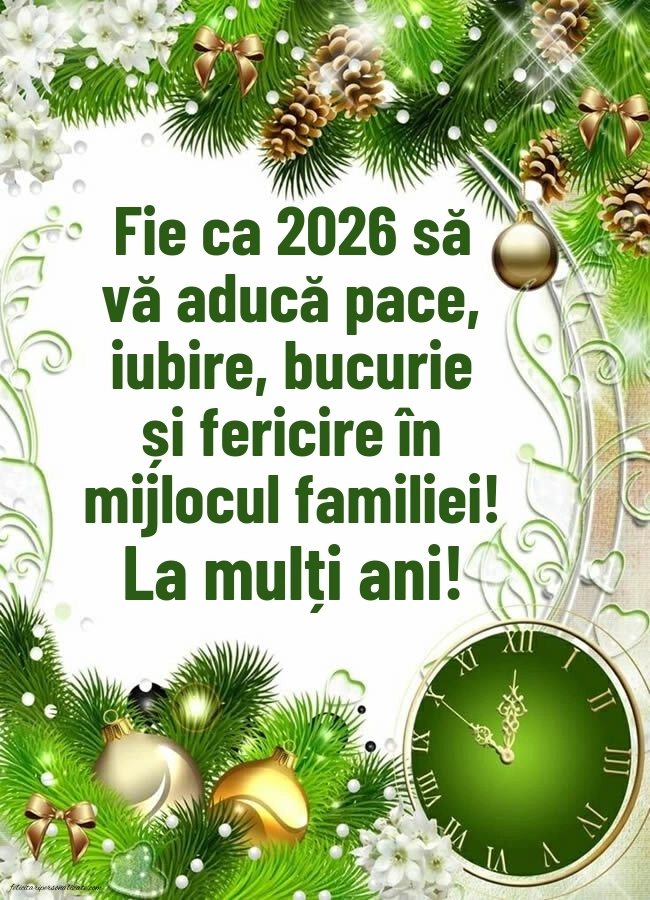 Poze și urări de Anul Nou 2026 pentru social media: Ceas de Anul Nou