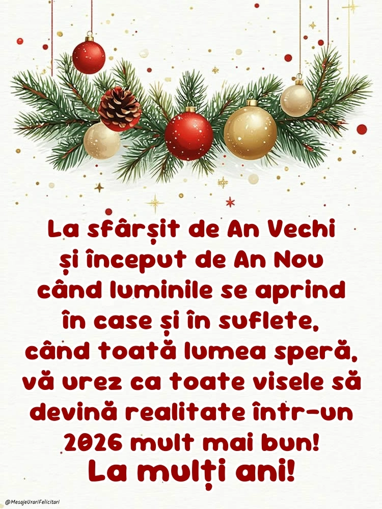 Felicitări și Imagini de Anul Nou 2026: Aranjamente de Crăciun
