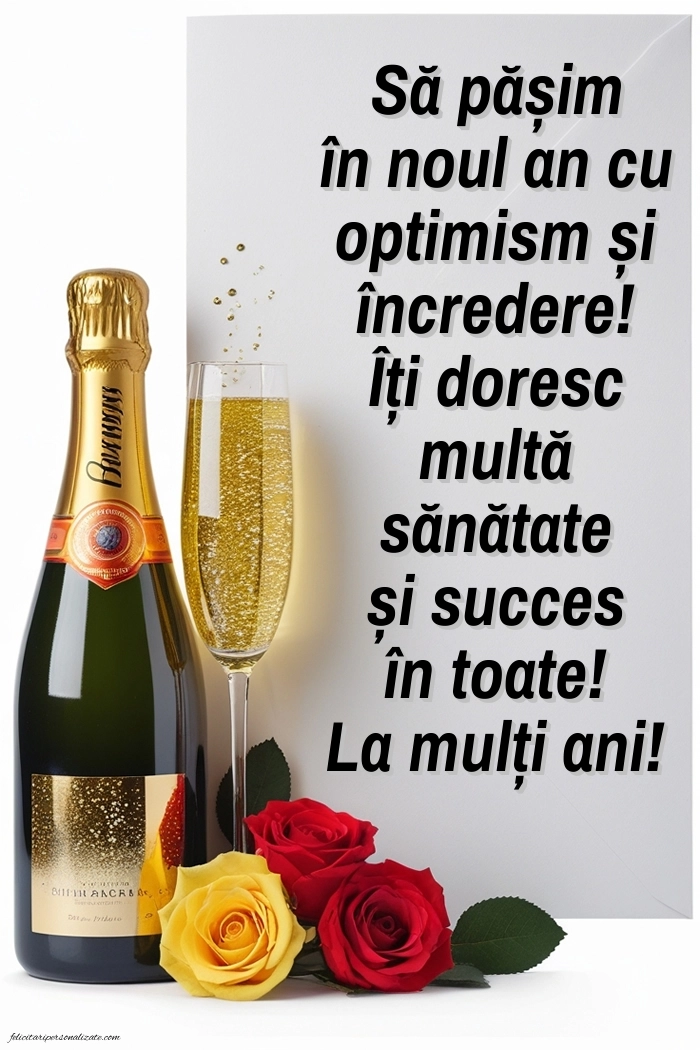 Cele mai frumoase felicitări de Anul Nou 2026: Șampanie și trandafiri