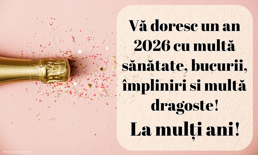 Urări de 2026 cu imagini: Șampanie și confetti
