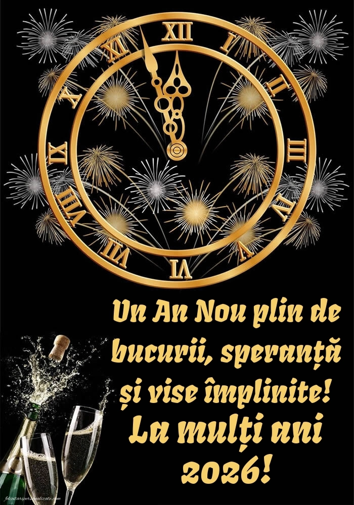 Poze și urări de Anul Nou 2026 pentru social media: Ceas de Anul Nou